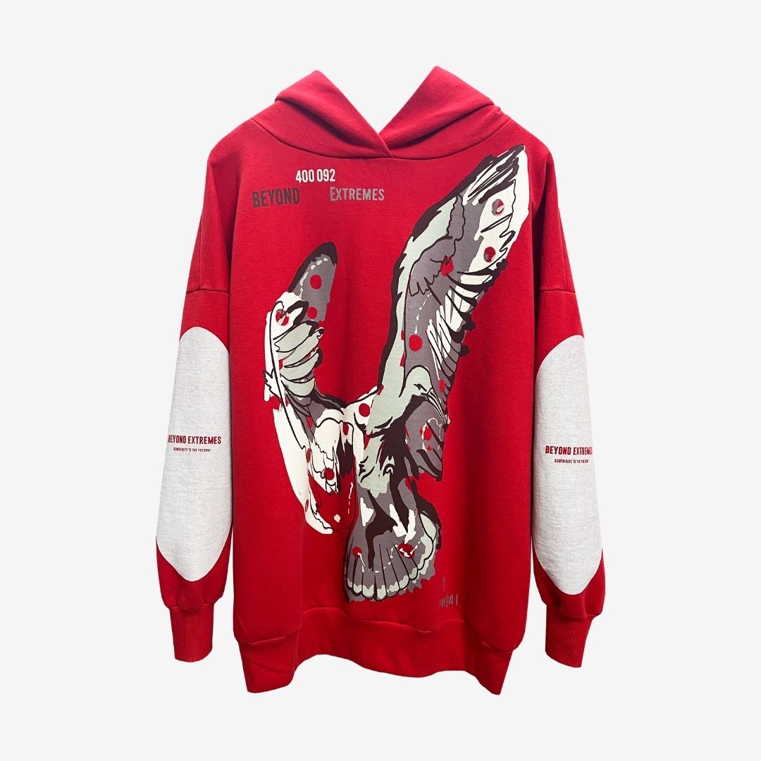 Buy Red Oversize Unisex 120 years Hoodie Beyond Extremes Contribute To The Present
