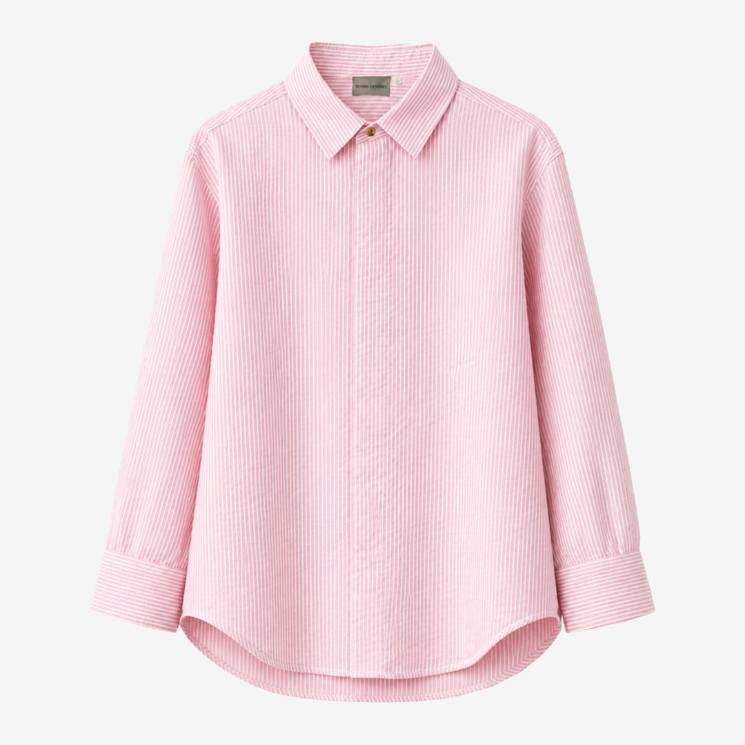 Beach Shirt in Pink Stripes [Unisex]