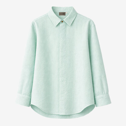 Beach Shirt in Green Stripes [Unisex]