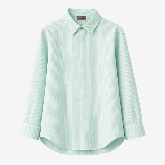 Beach Shirt in Green Stripes [Unisex]