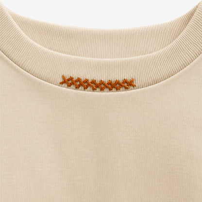 Patch Effect T-shirt in Cream [Unisex]