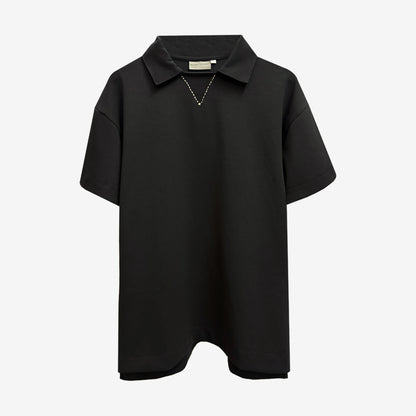 Kantha Polo T-shirt in Black [Unisex]