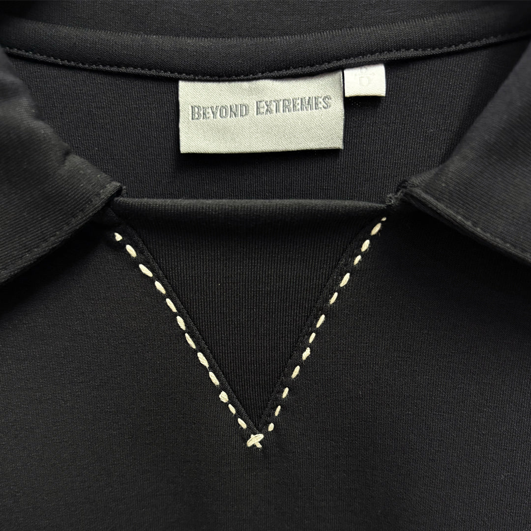 Kantha Polo T-shirt in Black [Unisex]