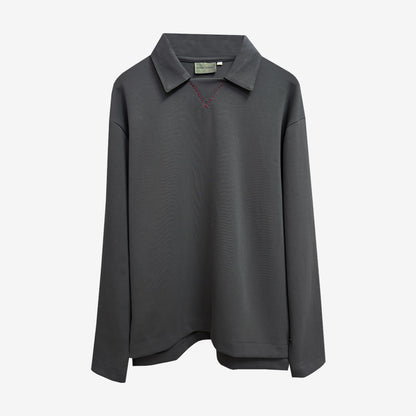 Kantha Long Sleeve Polo in Grey [Unisex]