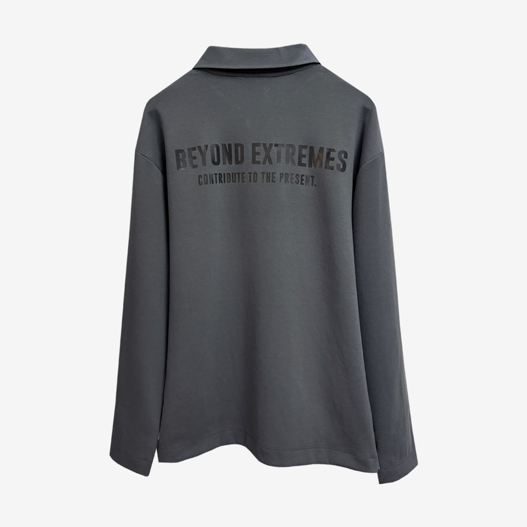 Kantha Long Sleeve Polo in Grey [Unisex]