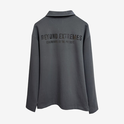 Kantha Long Sleeve Polo in Grey [Unisex]